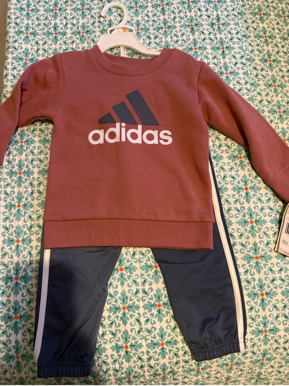 adidas Maroon Crewneck with Navy Track Joggers